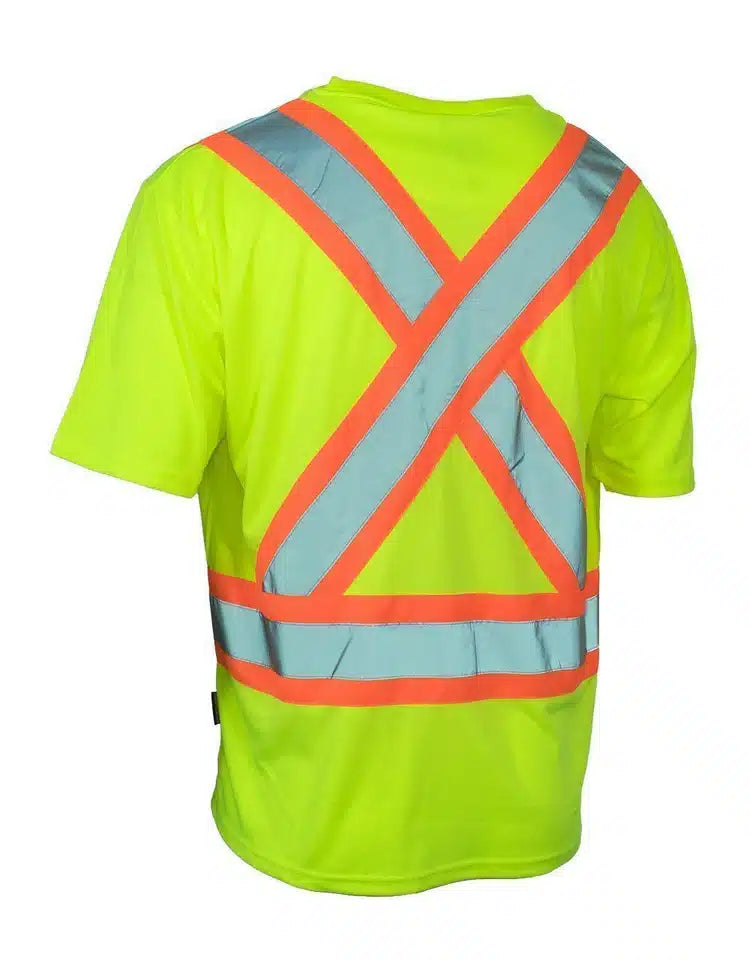 Image of Ultrasoft Hi Vis Crew Neck Short Sleeve Safety Tee Shirt with Chest Pocket